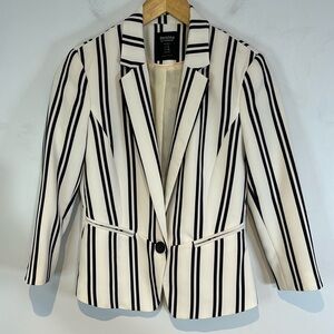 BERSHKA STRIPED ECRU BLAZER JACKET SIZE S